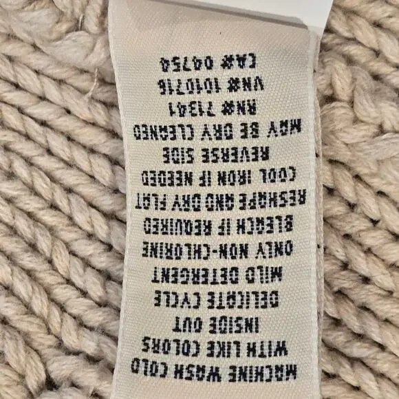 L.L. Bean Double-L Cream Fisherman Mixed Cable Knit Funnel Neck Sweater, Medium - Picture 7 of 9